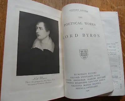 Lord Byron Poetical Works 1921 Oxford Edition VGC Gilt & Red Flash • £9.95