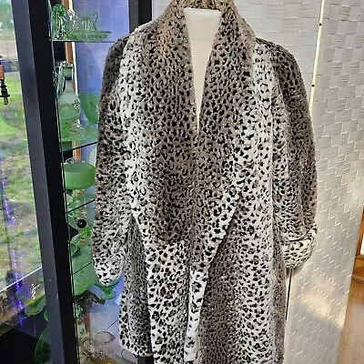 Monterey Fashions USA Plush Leopard Print Coat Small 80s Faux Fur • $49