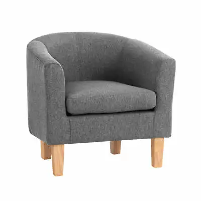 $161.53 • Buy Artiss Armchair Lounge Chair Tub Accent Armchairs Fabric Sofa Chairs Wooden Grey