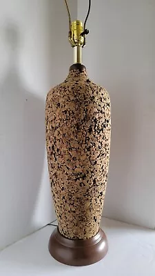 Vtg Mid Century Modern Tall Natural Cork Table Lamp 31  • $124