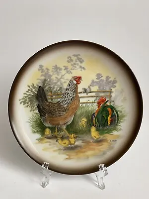 Vintage Vienna Austria Hassenpflug Porcelain Wall Plate Rooster & Hen 75”D • $25