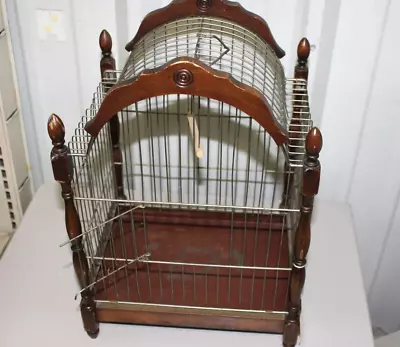 Vintage Wood And Wire Bird Cage With Pull Out Tray • $49.99