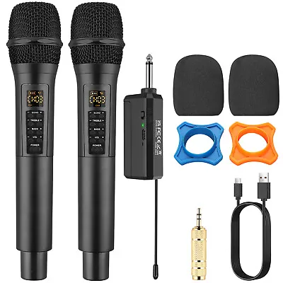 Prozor Wireless Microphones UHF Cordless Dynamic Mic System Receiver Karaoke • $65.85
