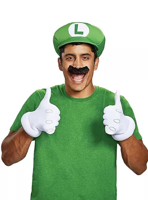 Luigi Accessory Kit Adults One Size Fits Most Glove Hat Mustache Disguise NEW • $24.99