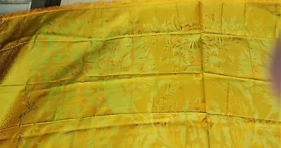 NEW Satin Silk Gold Green Reversible Damask Bed Cover Bedspread 98x76 • $79