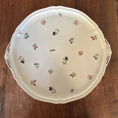 VILLEROY & BOCH Petite Fleur Round Handled CAKE PLATE 12-3/4”W Serving Plate • $4.25