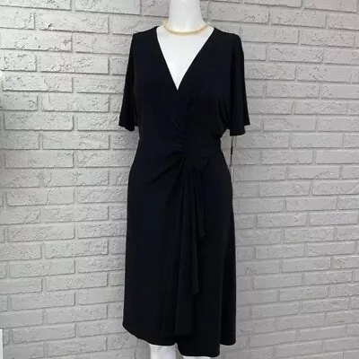 VICKY TIEL Black Wrap Dress Size M NWT • $68