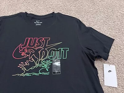 Nike Black Green Volt Dolphin Just Do It T Shirt 1 Miami Sea World Splash Rare L • $27.50