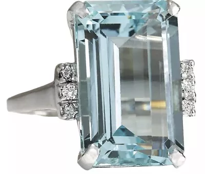 $20 • Buy Princess Diana Replica Aquamarine Ring With Diamonds High Fashion Size 7