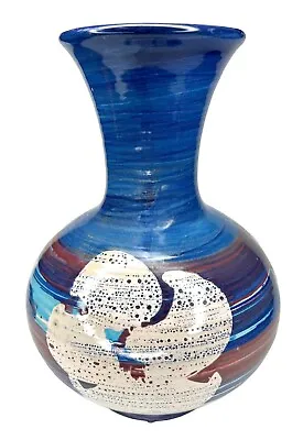 Signed Bennett B Welsh Pottery Vase Floral Blue Purple Pacific Stoneware Seattle • $14.99