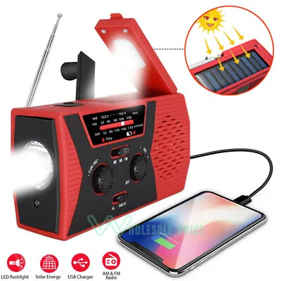 20000mah Emergency Solar Hand Crank Weather Radio Power Bank Charger Flash Light • $17.99