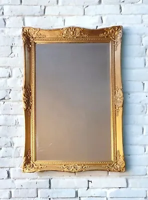 Large Gold Vintage Beveled Framed Mirror 36x24 Floor Leaning Hanging Wall Mirror • $270