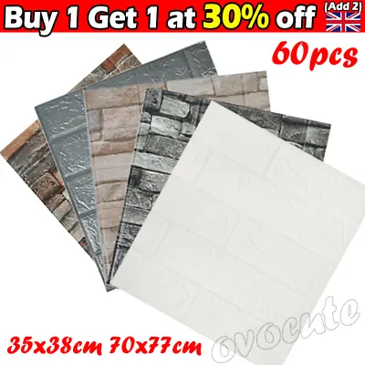 £7.84 • Buy 60PCS: Large 3D Tile Brick Wall Sticker Soft Self-adhesive Waterproof Foam Panel