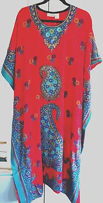 Sale  New Sante Mumu 2x 3x  Kaftan Caftan Dress Red Blue Purple  Gold Sparkles • $10.49