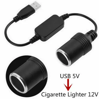 USB To Female 12V Socket Car Cigarette Lighter Converter Adapter Power Supply • £3.49