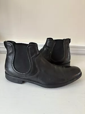 John Varvatos Mens Black Leather Round Toe ITALY Ankle Chelsea Boots Size 10.5 • $59