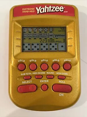 Hasbro Yahtzee 4511 Electronic Hand Held Portable Game Red Gold WORKS 2002 READ • $12.99