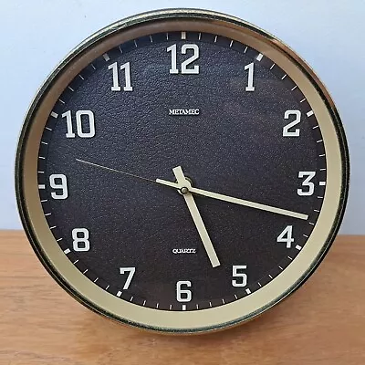 £28 • Buy Vintage Retro 70s Metamec Kitchen Wall Clock Battery Gold Brown Working