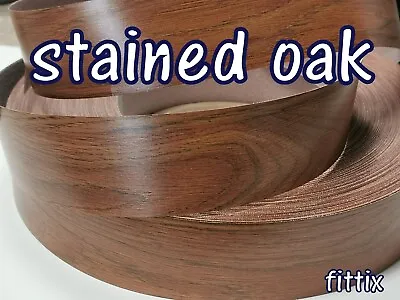  Melamine Pre Glued Iron On Edging  Tape/Edge Banding Strip Stained Oak • £1.10