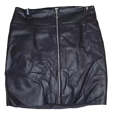 Express Faux Leather Skirt Womens Size 6 Black Mini Pencil Straight Boho Vegan • £18.32