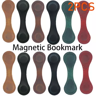 Leather Magnetic Hand-Made Bookmark Creative Cute Book Holder Memo Mark 2/12pcs • $35.99