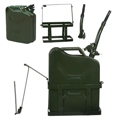 5 Gallons Jerry Can With Holder 20L Liter Steel Oil Gas Tank Gasoline Green • $47.58