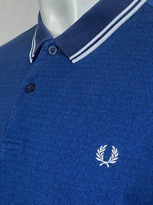 £9.50 • Buy Fred Perry | Short Sleeve Textured Polka Dot Polo Shirt XL  (Blue) Mod 60s Skins