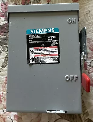 Siemens GNF322RA 3 Pole 60A 240V General Duty Safety Switch Outdoor Main Panel • $50