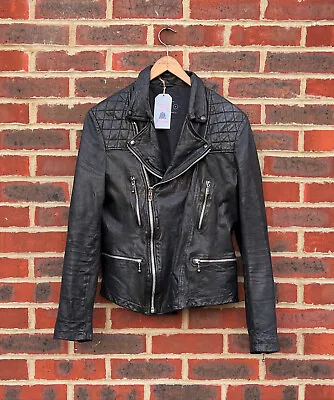 **AWESOME** All Saints Mens ORIGINAL Leather Biker Jacket MEDIUM Bomber 2 • $336.15