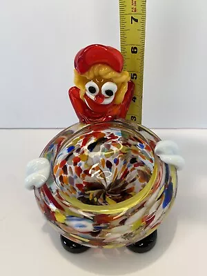 Murano Handcrafted Art Glass Candy Dish  Clown Blown Venetian Glass Italy • $29.99