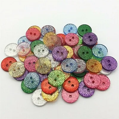 Pkg Of 10 GLITTERY SPARKLE 2-hole Resin Buttons 5/8  (15mm) Craft (W201) • $3.95