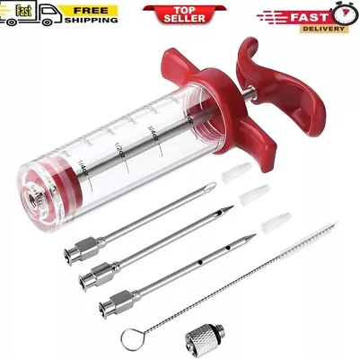 Meat Injector Syringe With 3 Marinade Injector Needles For BBQ Grill Smoker • $13.99