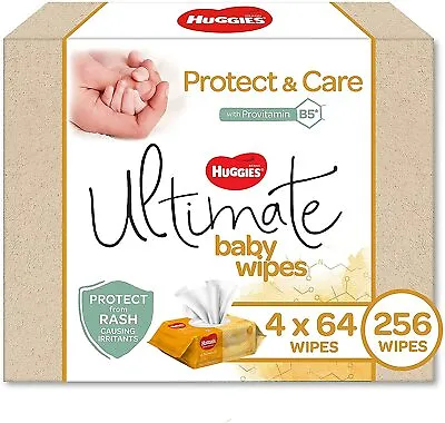 $34.40 • Buy New HUGGIES Ultimate Baby Wipes Protect & Care, 256 Wipes (4 X 64 Packs)