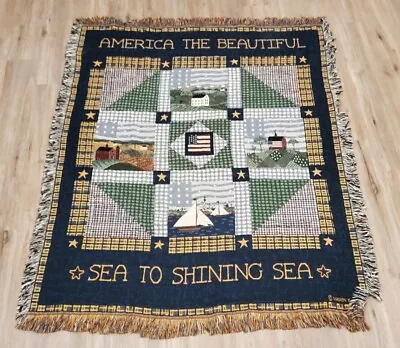 America The Beautiful Warren Kimble Tapestry Throw Blanket Quilt Look 60  X 48  • $39.99