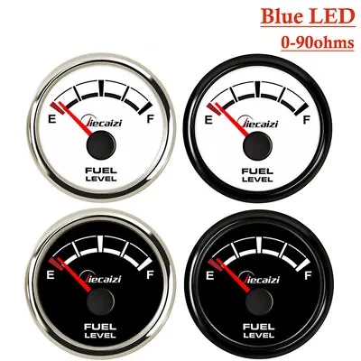 52mm/2-1/16  Fuel Level Meter Gauge 0-90 Ohms For Auto Marine Truck ATV Blue LED • $19.14