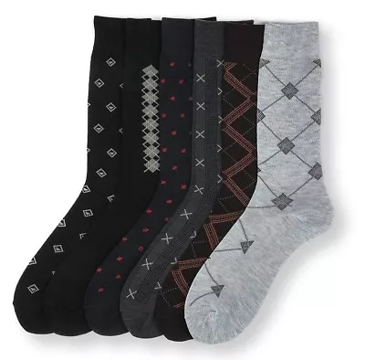 6 12 Pairs Men Dress Socks Multi Color Print Casual 9915 Size 10-13 Fashion Crew • $11.99