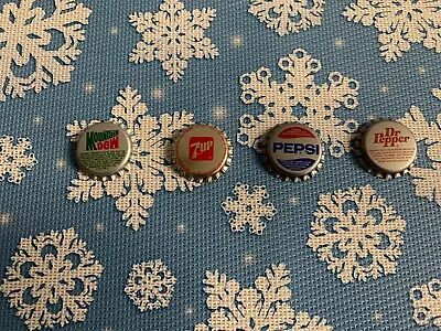 Mountain Dew Pepsi Dr. Pepper 7UP Bottle Caps Soda Hobbies Vintage Lot Of 4 • $11.88