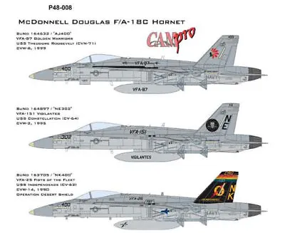 Oop Cam Pro Decal P48-008 1/48 Scale F/a-18c Hornet Vfa-87 Vfa-151 Vfa-25 • $5.75