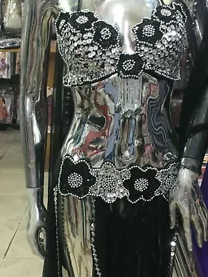 Sexy Egyptian Professional Belly Dance Costume Handmade Black Belly Dance Dress • £25.02