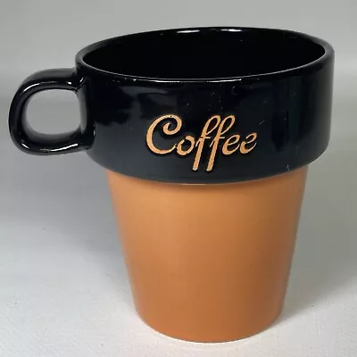 Mulberry Home Collection Orange Black Flower Pot Coffee Cup Mug 14OZ Stackable • $9.99