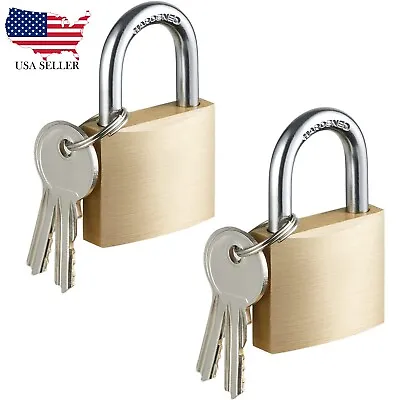 Solid Brass Padlock With Key Pad Lock 1-1/2 In. Wide Lock Body Locker (2 Pack) • $9.99