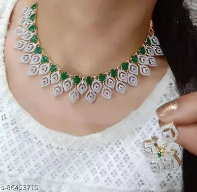 $40.39 • Buy Indian Bollywood Gold Plated AD CZ Kundan Choker Necklace Wedding Bridal Jewelry