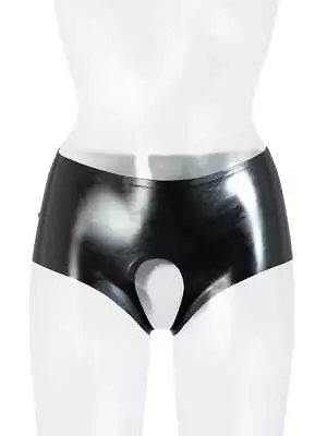 Crotch Less Latex Hot Pants In Black • £44.99