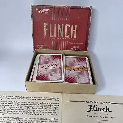 Vintage 1938 Flinch Parker Brothers Card Game New Edition Full Set Instructions • $9.75