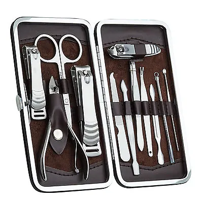 12PCS Pedicure / Manicure Set Nail Clippers Cleaner Cuticle Grooming Kit Case • $9.95