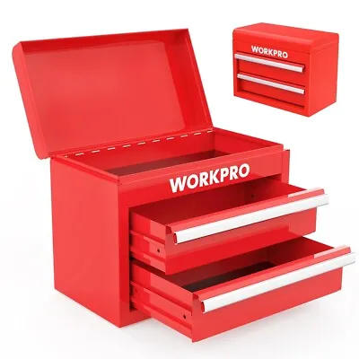 WORKPRO Metal Tool Box 2 Drawer Top Storage Portable Tool Chest Magnetic Locking • $48.99