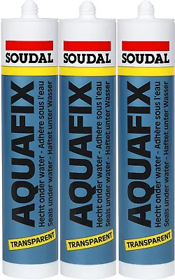 Soudal Aquafix All Weather Sealant Clear Seals Underwater 300ml X 3 • £20.24