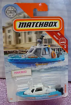 2018 Matchbox TINFORCER #65/125 ☆ White/blue Boat; POLICE ☆ MBX RESCUE ☆Metal☆ • $6.98