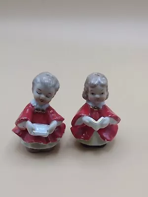 Vintage Kitchy Salt And Pepper Shakers~Victorian Red Carolers 1 Set • $15