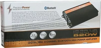 PRECISION POWER I520.4B BLUETOOTH MOTORCYCLE CAR 4 CHANNEL SPEAKERS AMPLIFIER • $175